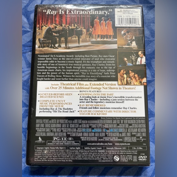 Ray (DVD, 2005, Widescreen). Brand New Factory Sealed - Picture 2 of 3